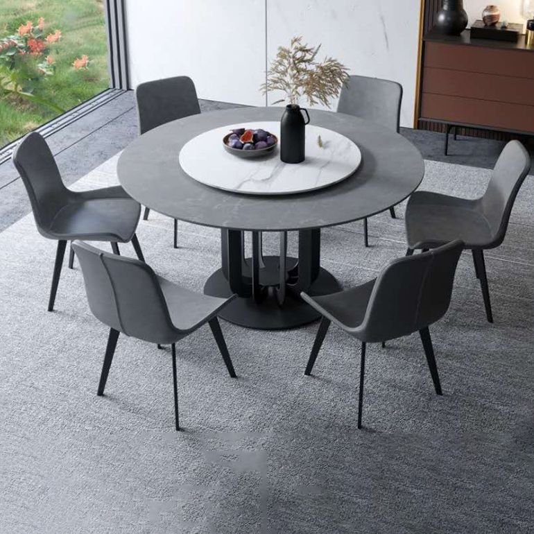 Ronde stenen eettafel Moderne draaitafelmeubels met voetstukbasis in matte afwerking