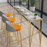 Glam Iron Bar Dining Table with Stone Top Indoor Bistro Table Fixed Table Clearhalo 'Bar Furniture' 'Bar Tables' 'bar_tables' 'furn' 'furn_bar_tables' 'Furniture' 'furniture_bar_tables' 'Kitchen & Dining Furniture' 1200x1200_d3abebe7-a165-466d-ad1f-60206c6ebca5