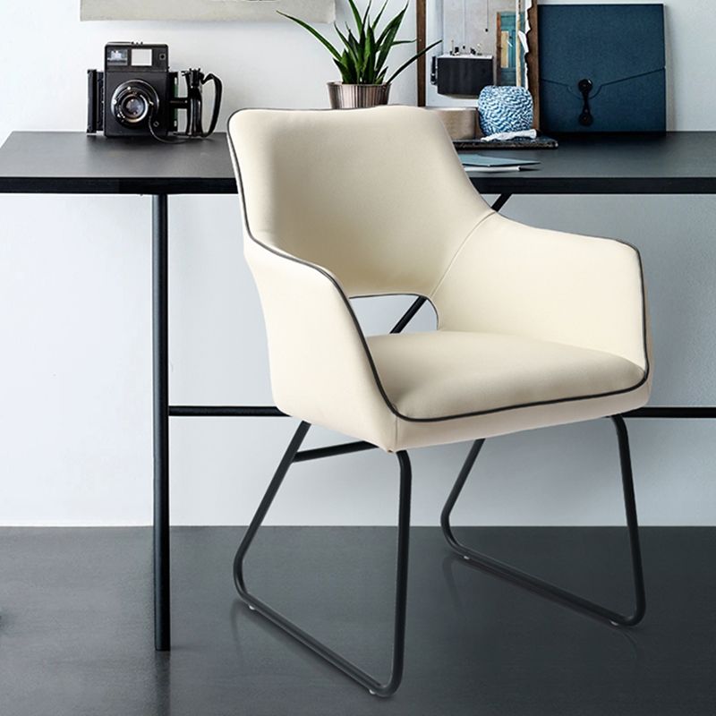 Silla de oficina moderna de cuero sin brazo de cuero ajustable altura de altura de escritorio