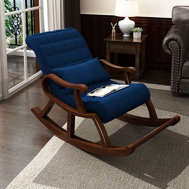 Single Lounge Lazy Sofa Chair Wood Base Rocking Chair for Living Room Clearhalo 'Chairs & Seating' 'furn' 'furn_rocking_chairs' 'Furniture' 'Living Room Furniture' 'Rocking Chairs' 'rocking_chairs' 1200x1200_d3acb299-393f-4d9f-b775-75b76e804043