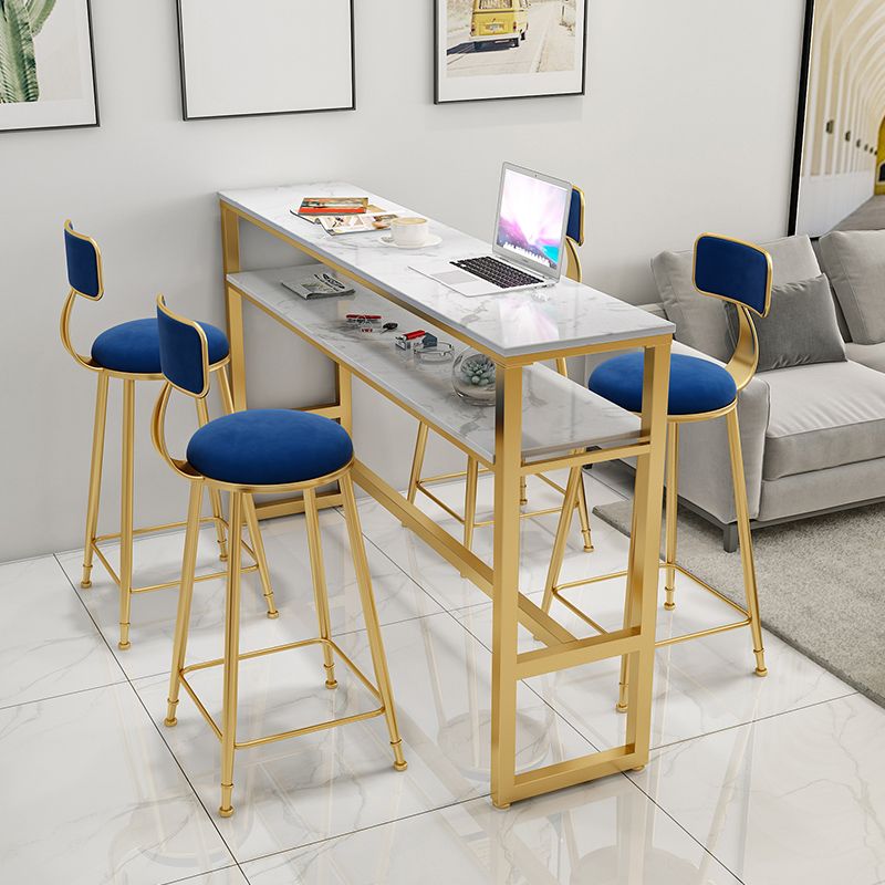 Rectangle Bistro Bar Height Cocktail Table Marble Footrest Indoor Bar Table in Gold Clearhalo 'Bar Furniture' 'Bar Tables' 'bar_tables' 'furn' 'furn_bar_tables' 'Furniture' 'furniture_bar_tables' 'Kitchen & Dining Furniture' 1200x1200_d3acfa09-132d-4f30-82a0-4d36ff4411da