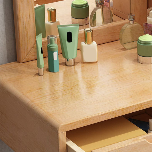 Tavolo da trucco in legno massiccio contemporaneo sgabello da vanità con cassetti e specchio