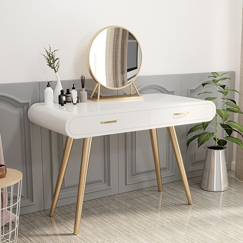 White Gold Makeup Counter with Drawer 15.74" Wide Glam Vanity Tables for Bedroom Clearhalo 'Bedroom Furniture' 'furn' 'furn_makeup_vanities' 'Furniture' 'Makeup Vanities' 'makeup_vanities' 1200x1200_d3af2356-01fd-404b-9ffc-a8529064a353