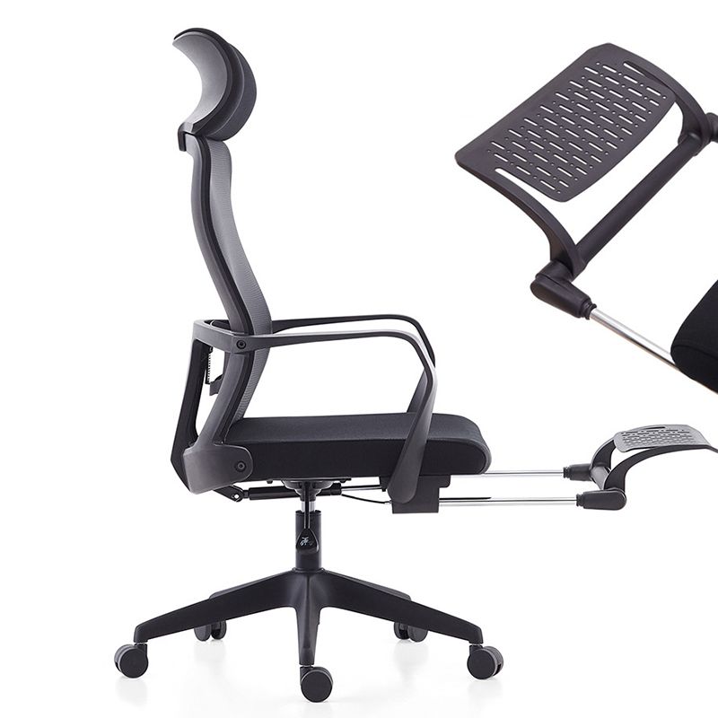 Contemporary Arm Chair Fixed Arm Adjustable Seat Height Swivel Footrest Black Office Chair Clearhalo 'furn' 'furn_office_chair' 'Furniture' 'Office Chairs' 'Office Furniture' 'office_chair' 1200x1200_d3b0e512-3be1-48a3-b8ec-c0decae9bcf8