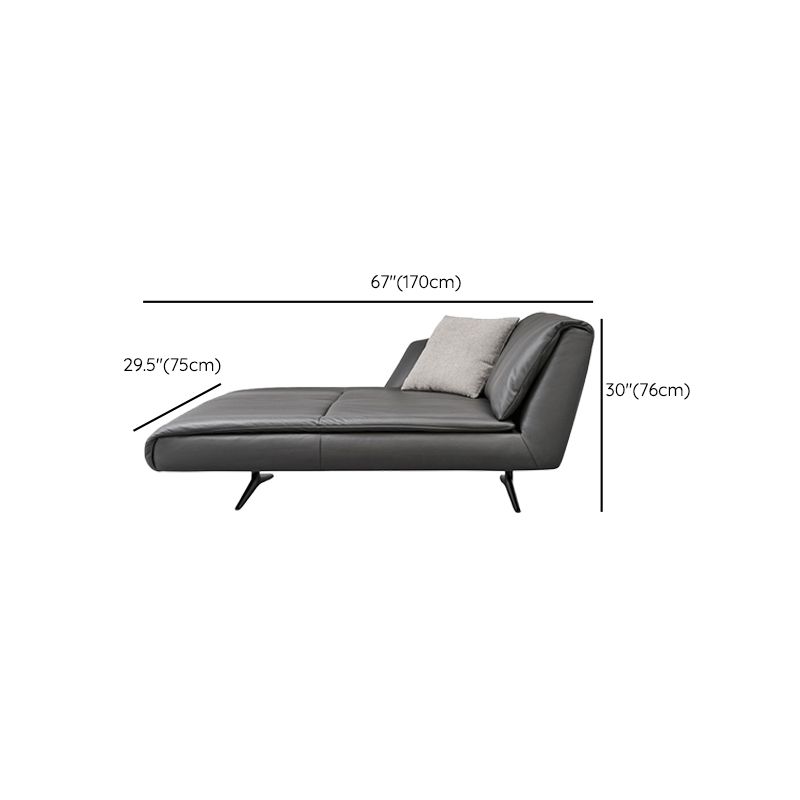 Modern Cushioned Chaise Lounge Leather Recessed Arms Chaise with Pillow Clearhalo 'Chairs & Seating' 'Chaise Lounge' 'chaise_lounge' 'furn' 'furn_chaise_lounge' 'Furniture' 'Living Room Furniture' 1200x1200_d3b3ce52-f4ea-4e3b-9db1-be6034da25bc