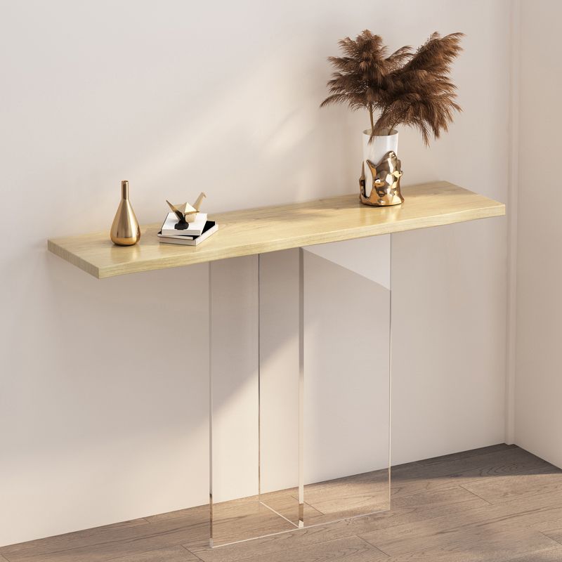 Solid Wood Rectangle Accent Table 31.5-inch Tall End Table with Acrylic Leg Clearhalo 'Console Tables' 'console_tables' 'Entry & Mudroom Furniture' 'furn' 'furn_console_tables' 'Furniture' 1200x1200_d3b51e30-15fe-4ccb-85c6-f8bc1feb72f7