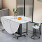 Mesa de comedor plegable Mesa de comedor de mármol sintético con marco negro