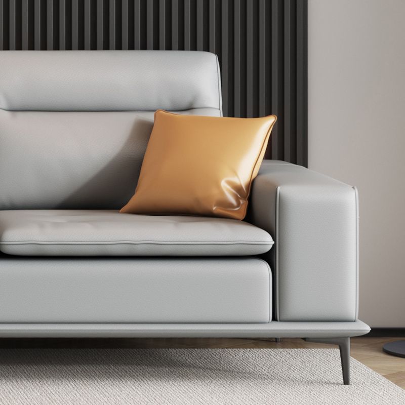 Scandinavian 32.28 " H Faux Leather Square Arm Sofa for Living Room Clearhalo 'furn' 'furn_sectionals' 'Furniture' 'Living Room Furniture' 'Sectionals' 1200x1200_d3b70967-6a7d-4ba5-8d0c-1f5fbb0ea082