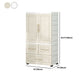 Beige and White Wardrobe Armoire Contemporary Style Plastic Wardrobe Cabinet