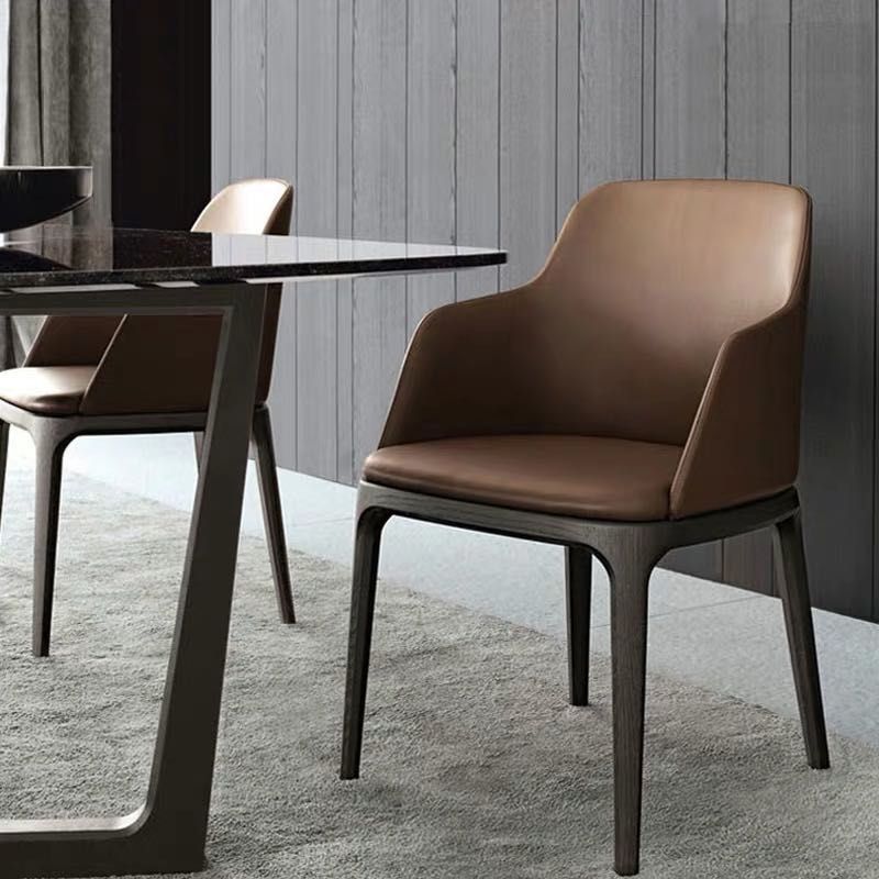 Nordic Style Arm Chair Wood and Faux Leather Chair for Dining Room Clearhalo 'Dining Chairs' 'Dining Tables & Seating' 'dining_chair' 'furn' 'furn_dining_chair' 'Furniture' 'furniture_dining_chair' 'Kitchen & Dining Furniture' 1200x1200_d3b9963f-42b9-4a91-a9f1-64cc075cf542