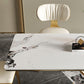 Modern Style Sintered Stone Dining Table with White Fixed Table and Trestle Base for Home Use Clearhalo 'Dining Room Sets' 'Dining Tables & Seating' 'dining_room_set' 'furn' 'furn_dining_room_set' 'Furniture' 'furniture_dining_room_set' 'Kitchen & Dining Furniture' 'kitchen&dining_furn' 'kitchen' 1200x1200_d3bad0ef-a479-4142-ab37-1e40f245dfdb