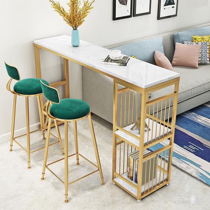 Faux Marble Top Table Glam Bar Height Pub Table with 2 Shelves Clearhalo 'Bar Furniture' 'Bar Tables' 'bar_tables' 'furn' 'furn_bar_tables' 'Furniture' 'Kitchen & Dining Furniture' 1200x1200_d3bc8aae-1872-4b1b-8cd8-75b6e21781b2