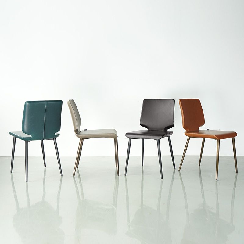 Contemporary Style Leather Dining Chairs Armless Solid Back Chair for Kitchen Clearhalo ' kitchen&dining_furn' 'Dining Chairs' 'Dining Tables & Seating' 'dining_chair' 'furn' 'furn_dining_chair' 'Furniture' 'furniture_dining_chair' 'Kitchen & Dining Furniture' 'kitchen' 1200x1200_d3bc9b7d-6abd-4b68-b4f5-96cb42c665fb