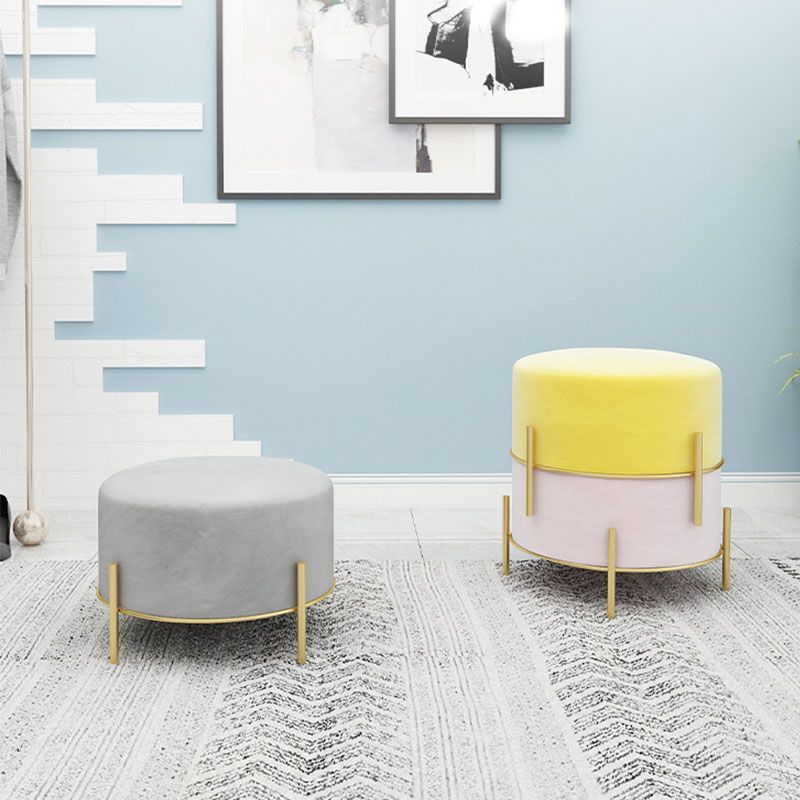 Solid Color Round Ottoman Mildew Resistant Velvet Upholstered Ottoman Clearhalo 'furn' 'furn_ottomans_poufs' 'Furniture' 'Living Room Furniture' 'Ottomans & Poufs' 'ottomans_poufs' 1200x1200_d3bd5136-a711-45b8-b6b7-33051a394788