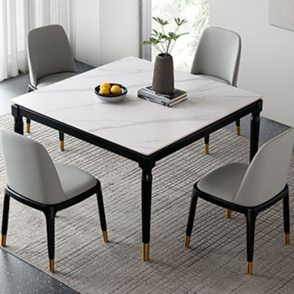 Industrial Sintered Stone Standard Dining Table Square Shape Kitchen Dining Table with 4 Legs Base Clearhalo ' dining_table' 'Dining Tables & Seating' 'Dining Tables' 'furn' 'furn_dining_table' 'Furniture' 'furniture_dining_table' 'Kitchen & Dining Furniture' 'kitchen&dining_furn' 'kitchen' 'kitchen_dining_table' 1200x1200_d3bdf07f-889b-4b74-8bd0-7d90c4a39c24