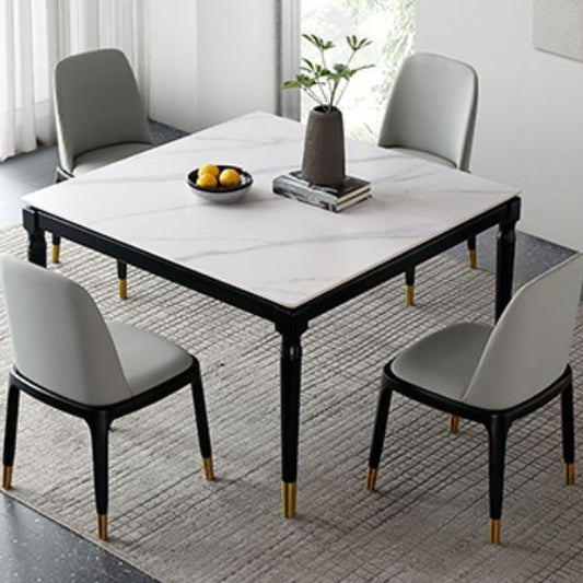 Industrial Sintered Stone Standard Dining Table Square Shape Kitchen Dining Table with 4 Legs Base