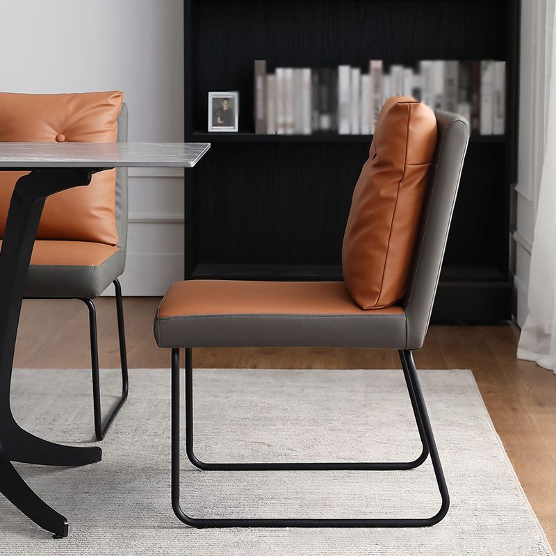 Industrial Style Leather Dining Chairs Upholstered Solid Back Armless Chairs Clearhalo ' kitchen&dining_furn' 'Dining Chairs' 'Dining Tables & Seating' 'dining_chair' 'furn' 'furn_dining_chair' 'Furniture' 'furniture_dining_chair' 'Kitchen & Dining Furniture' 'kitchen' 1200x1200_d3be6a02-3622-4077-81c1-76dbf8ebadc0