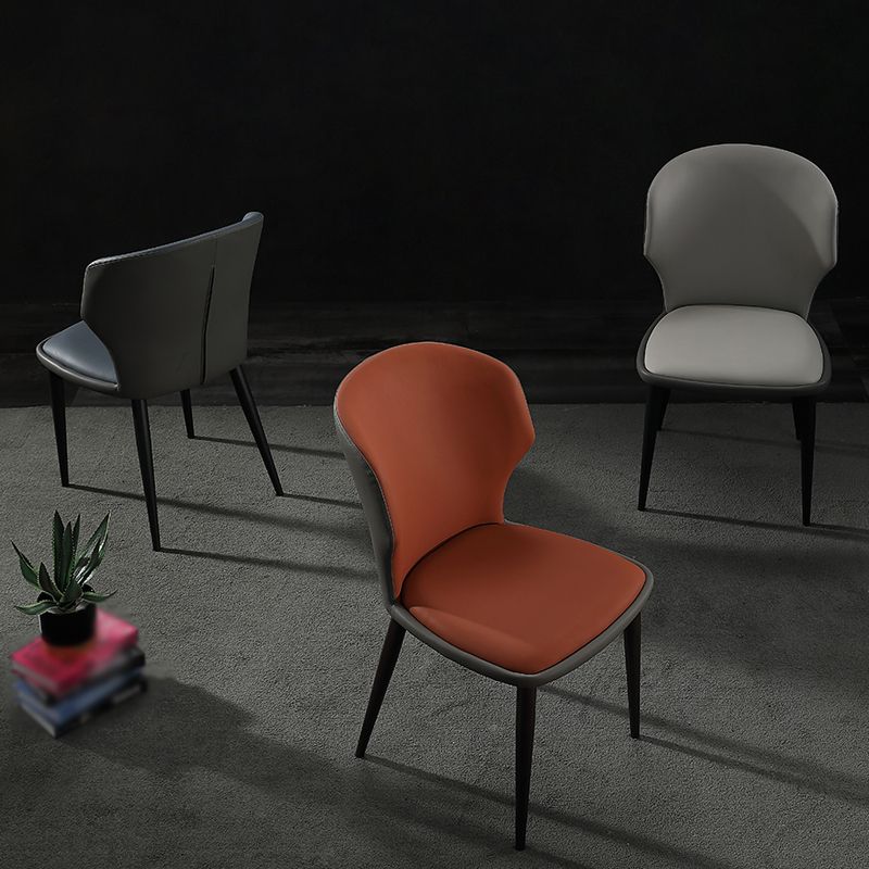 モダンレストランレザーサイドチェアマットフィニッシュウィングバックダイニングチェア
