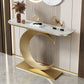 Abstract Metal Leg Half Moon Stain Resistant Console Table for Hall