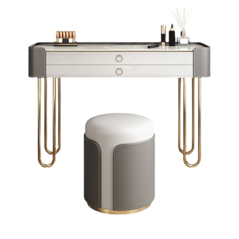 Bedroom Make-up Vanity Luxurious 2-Drawer Vanity Desk with Stool Clearhalo 'Bedroom Furniture' 'furn' 'furn_makeup_vanities' 'Furniture' 'Makeup Vanities' 'makeup_vanities' 1200x1200_d3c1b6fa-8703-4c51-ab7c-adfadd376f60