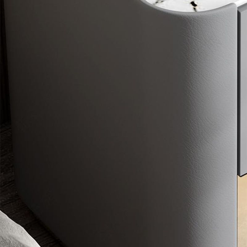 Contemporary Stone Top 1-Drawer, 1 Shelf Nightstand 21.65" Tall Nightstand Clearhalo 'Bedroom Furniture' 'furn' 'furn_night_stand' 'Furniture' 'night_stand' 'Nightstands' 1200x1200_d3c2319c-d5c0-4810-a163-453c0f633dba