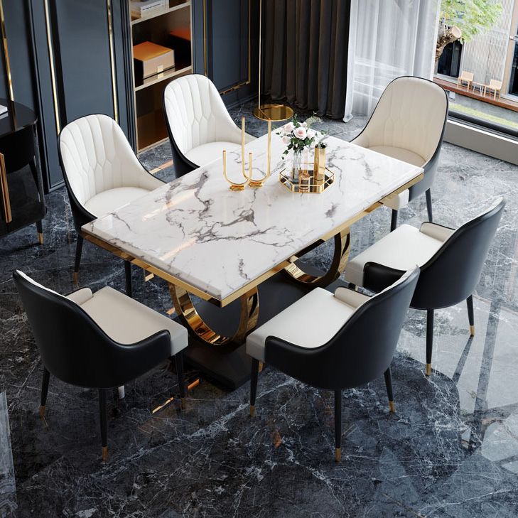 Trestle Base Dining Table Traditional Luxury Marble Dinner Table for Home Clearhalo ' dining_table' 'Dining Tables & Seating' 'Dining Tables' 'furn' 'furn_dining_table' 'Furniture' 'furniture_dining_table' 'Kitchen & Dining Furniture' 'kitchen&dining_furn' 'kitchen' 'kitchen_dining_table' 1200x1200_d3c2a8d5-bdca-498e-8a45-6fa3eb2d7a8d