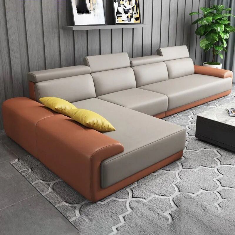 Modern Sectional with Adjustable Head Pillow and Armless for Living Room