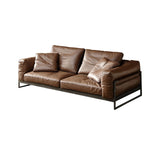 34" High Contemporary Square Arm Standard Sofa with Bolster Pillows, Brown Clearhalo 'furn' 'furn_sofas' 'Furniture' 'furniture_sofas' 'Living Room Furniture' 'Sofa' 'sofas' 1200x1200_d3c5bcac-dc93-484c-b86b-1dbe12e44ade