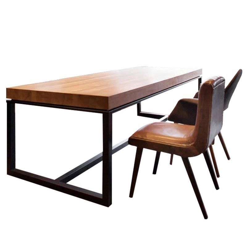 Zeitgenössischer Kiefernholz -Büro -Schreibtisch rechteckiger Schreibtisch mit Metallbasis