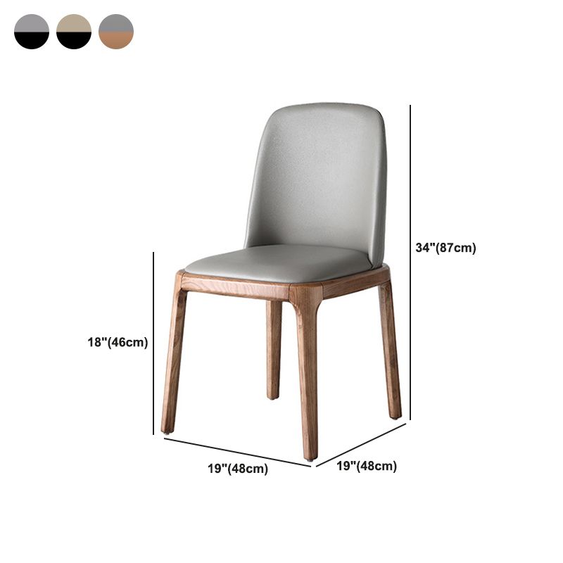Scandinavian Armless Dining Chairs Ash Wood Frame Chair with Upholstered
