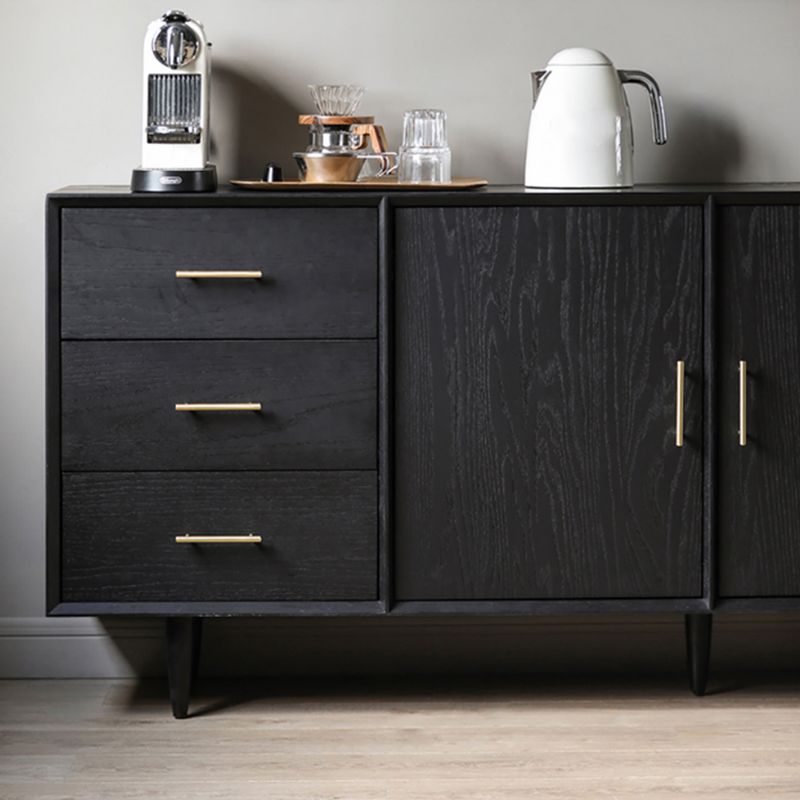 Tavolo da buffet Glam in legno massello nero Tavolo da buffet Glam con 6 cassetti e 2 ante