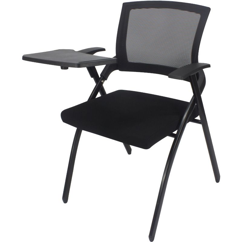 Chaise de bureau contemporaine noire à bras fixes et dossier moyen