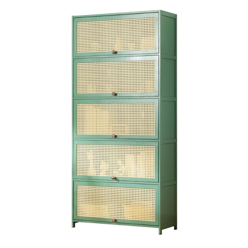 13" Wide Steel 3/4/5 - Door Accent Cabinet, With Rattan, Green Clearhalo 'Cabinets & Chests' 'cabinets_chests' 'furn' 'furn_cabinets_chests' 'Furniture' 'Living Room Furniture' 1200x1200_d3c8f932-69b9-4860-b477-f56688904619