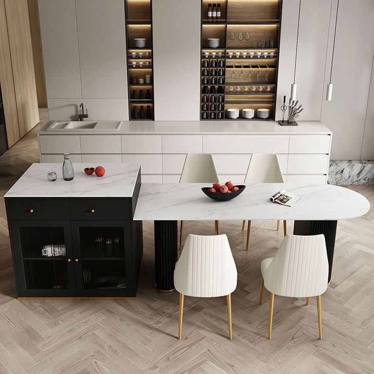 Sintered Stone Dining Table Traditional Luxury Dining Table with Double Pedestal Base Clearhalo ' dining_table' 'Dining Tables & Seating' 'Dining Tables' 'furn' 'furn_dining_table' 'Furniture' 'furniture_dining_table' 'Kitchen & Dining Furniture' 'kitchen&dining_furn' 'kitchen' 'kitchen_dining_table' 1200x1200_d3c9f8d6-9edd-4b65-9a73-42658b5c8666