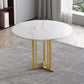Stone Top Dining Table Contemporary Dining Table with Gold Pedestal Base Clearhalo 'Dining Tables & Seating' 'Dining Tables' 'dining_table' 'furn' 'furn_dining_table' 'Furniture' 'furniture_dining_table' 'Kitchen & Dining Furniture' 'kitchen' 'kitchen_dining_table' 1200x1200_d3cc2501-0f8e-4604-b843-cf69f4b3999f