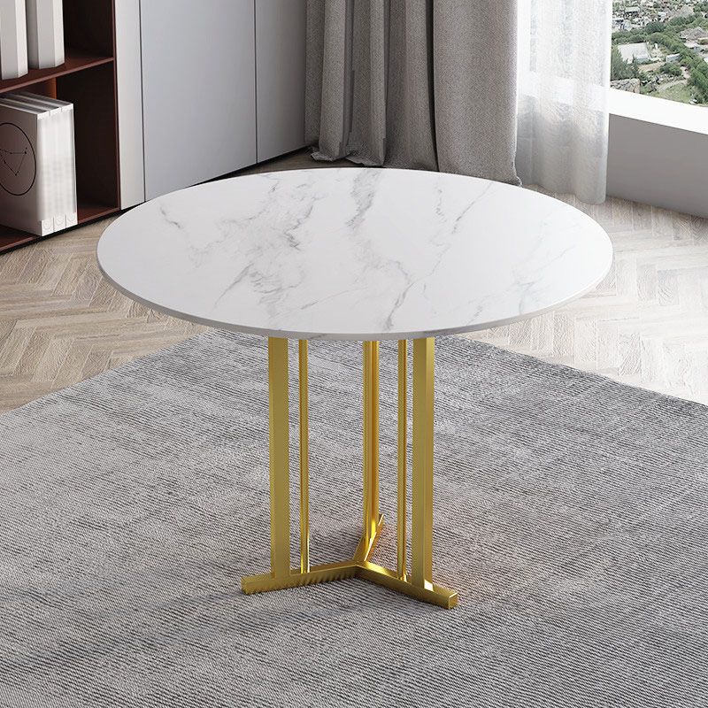 Stone Top Dining Table Contemporary Dining Table with Gold Pedestal Base Clearhalo 'Dining Tables & Seating' 'Dining Tables' 'dining_table' 'furn' 'furn_dining_table' 'Furniture' 'furniture_dining_table' 'Kitchen & Dining Furniture' 'kitchen' 'kitchen_dining_table' 1200x1200_d3cc2501-0f8e-4604-b843-cf69f4b3999f