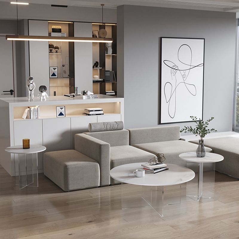 Table de cocktail en ardoise et acrylique Table basse ronde blanche moderne