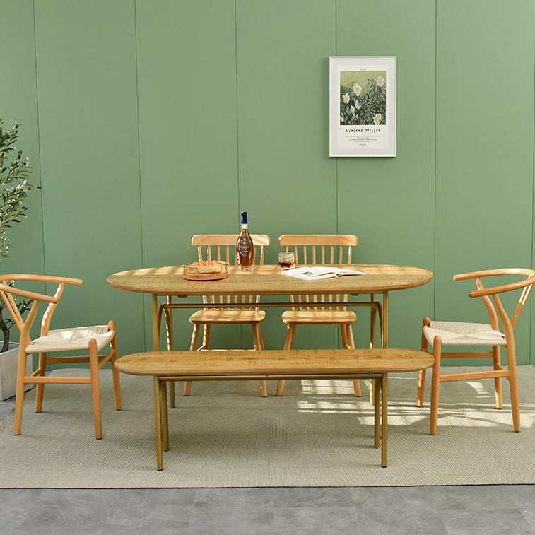 Contemporary Solid Wood Khaki Dining Table Oval Shape Standard Dining Table for Kitchen Clearhalo ' dining_table' 'Dining Tables & Seating' 'Dining Tables' 'furn' 'furn_dining_table' 'Furniture' 'furniture_dining_table' 'Kitchen & Dining Furniture' 'kitchen&dining_furn' 'kitchen' 'kitchen_dining_table' 1200x1200_d3cc815a-463e-4422-a744-7746fdd52a9f