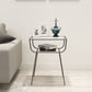 Modern Rectangle Glass Top Side Table 23.6" Tall Iron 4 Legs End Table with Shelf