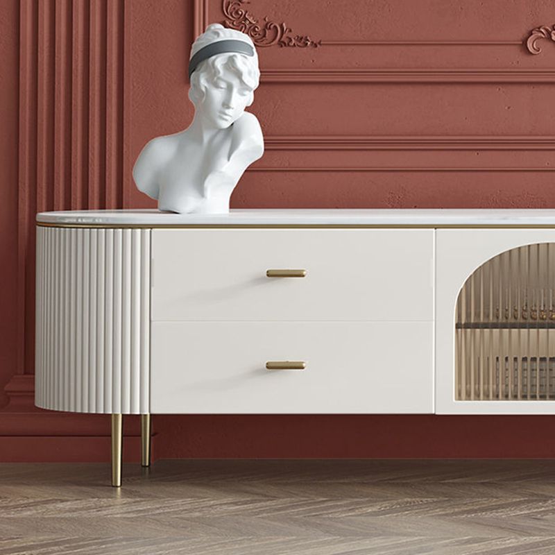 Console multimédia moderne Meuble TV Console de meuble TV en pierre avec 4 tiroirs