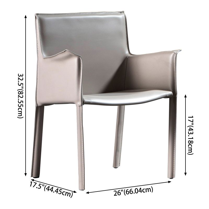 Minimalist Style Leather Dining Chair Solid Back Arm Dining Side Chair for Home Clearhalo ' kitchen&dining_furn' 'Dining Chairs' 'Dining Tables & Seating' 'dining_chair' 'furn' 'furn_dining_chair' 'Furniture' 'furniture_dining_chair' 'Kitchen & Dining Furniture' 'kitchen' 1200x1200_d3d098eb-ef0b-4508-93e4-3c3cde9165a6