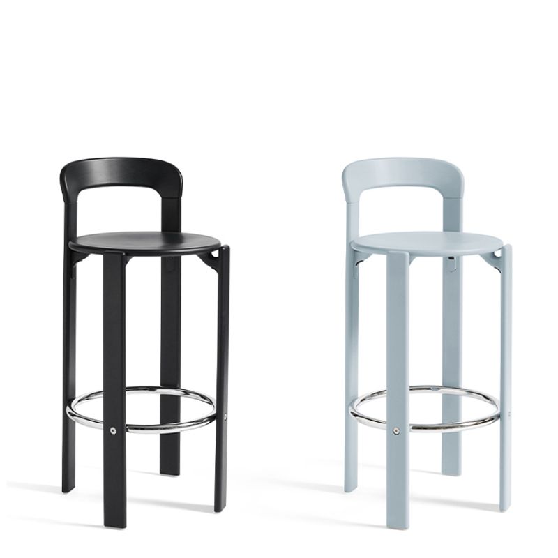 Round Low Back Dining Stools Plastic Barstools with Footrest