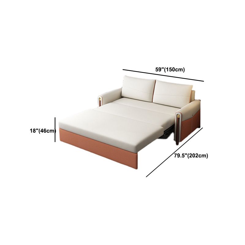 Eigentijds 33.46 "H Faux Leather Square Arm Sofa Bed voor appartement