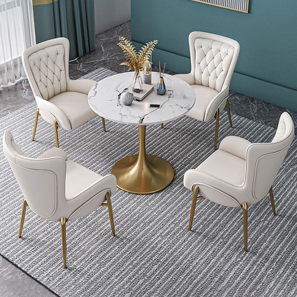 Round Golden Base Dining Table Glam Stone Table for Dining Room Clearhalo 'Dining Tables & Seating' 'Dining Tables' 'dining_table' 'furn' 'furn_dining_table' 'Furniture' 'Kitchen & Dining Furniture' 1200x1200_d3d6932b-4d6a-46cc-9752-4f48d00d6e7b