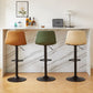 Tabouret de comptoir sans accoudoirs à dossier industriel, tabouret de bar réglable en fer avec coussin en cuir
