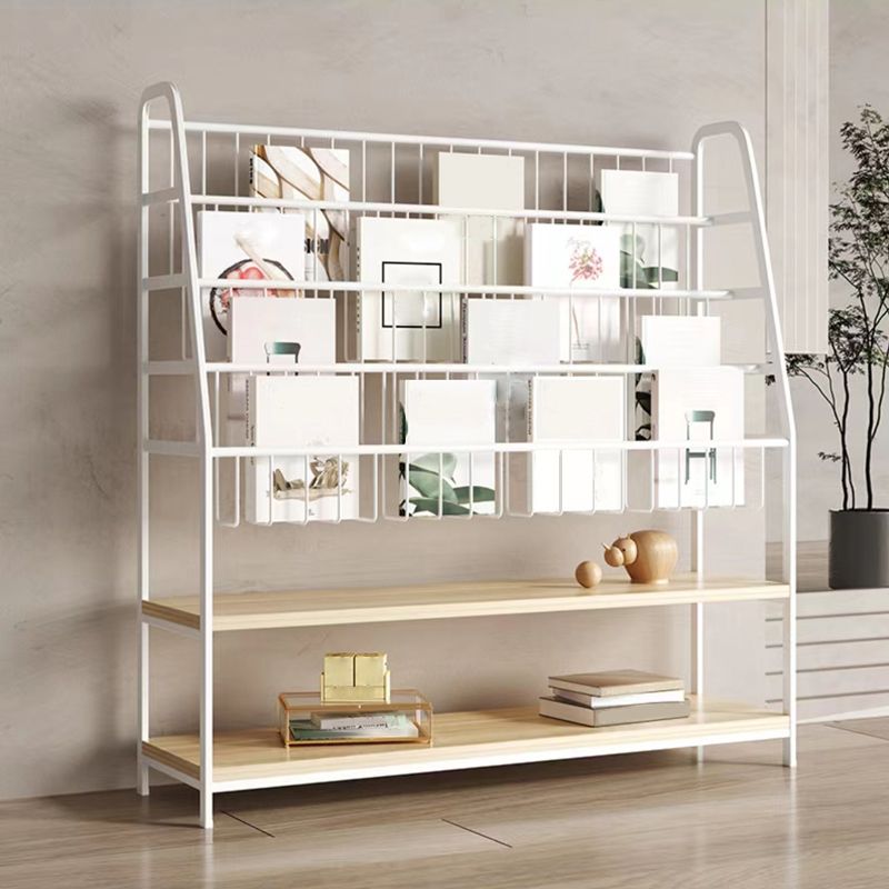 Modern Style Bookcase Metal Open Back Ladder Bookshelf for Home Office