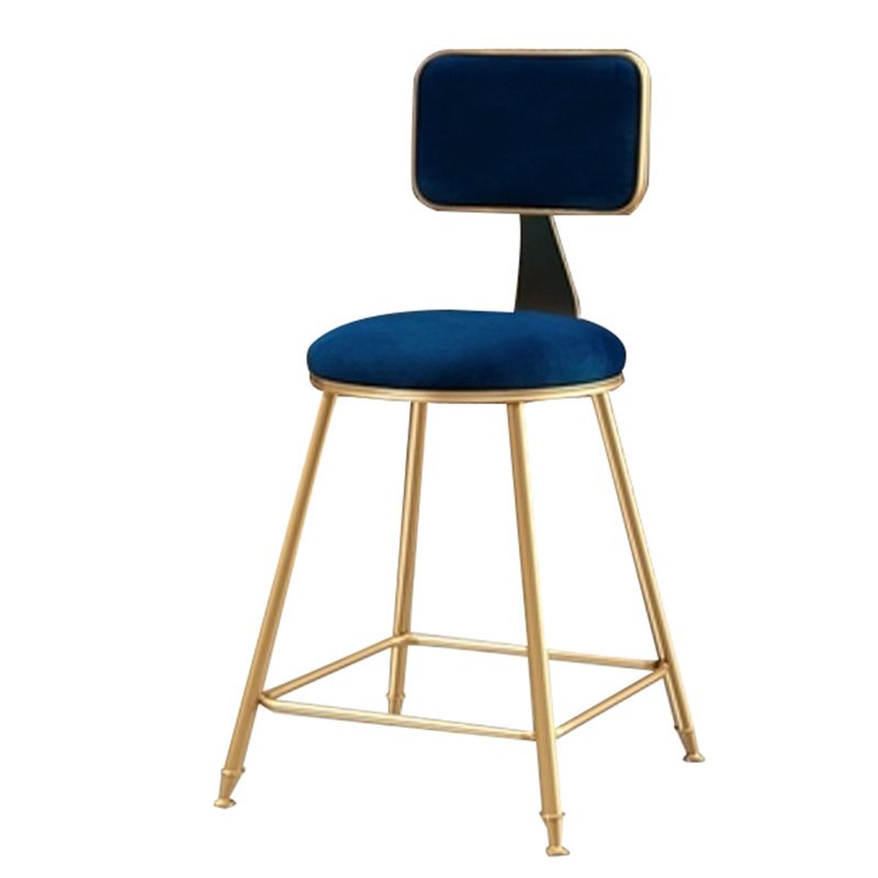 Glam Backrest Armless Counter Stool Iron Cafe Bar Stool with Suede Cushion Clearhalo 'Bar Furniture' 'Bar Stools' 'bar_stools' 'furn' 'furn_bar_stools' 'furniture_bar_stools' 'Kitchen & Dining Furniture' 'kitchen&dining_furn' 'kitchen' 'kitchen_furn' Furniture' 1200x1200_d3dc1f7a-b1f9-4527-bfd1-004b7cf5bf01