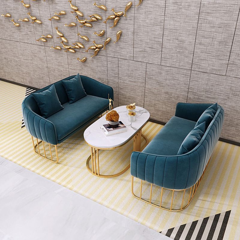 Scandinavian Solid Color Velvet Sofa 25.59" Wide Sloped Arm Sofa