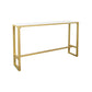 Glam Rectangle Stone Pub Bar Table Gold Iron Bar Dining Table with Trestle Pedestal Clearhalo 'Bar Furniture' 'Bar Tables' 'bar_tables' 'furn' 'furn_bar_tables' 'Furniture' 'furniture_bar_tables' 'Kitchen & Dining Furniture' 1200x1200_d3dd284e-75e8-47a0-b844-9264b5832a82