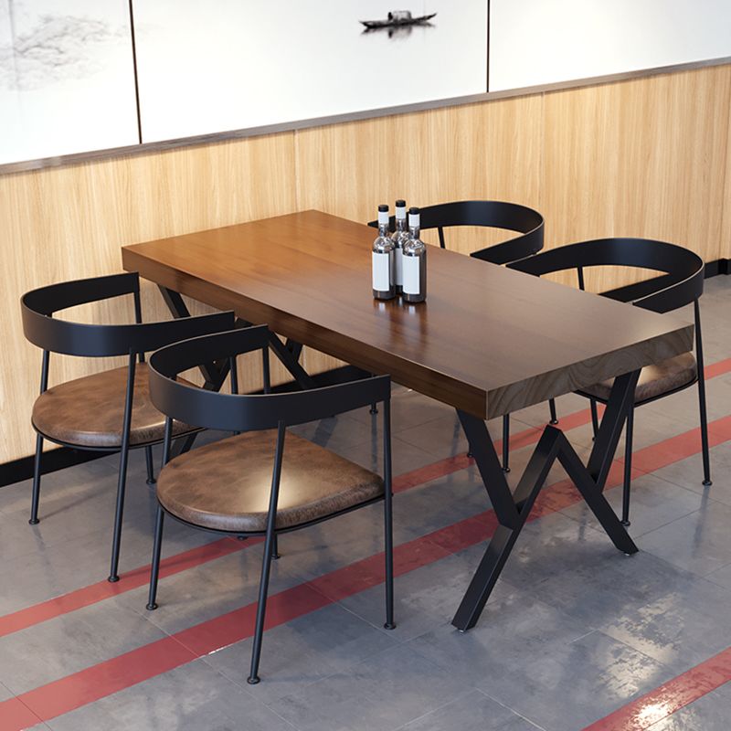 Industrial Rectangle Dining Room Table Pine Solid Wood Table with Black Double Pedestal Clearhalo ' dining_table' 'Dining Tables & Seating' 'Dining Tables' 'furn' 'furn_dining_table' 'Furniture' 'furniture_dining_table' 'Kitchen & Dining Furniture' 'kitchen&dining_furn' 'kitchen' 'kitchen_dining_table' 1200x1200_d3dd5acb-5f6a-4e28-91b1-6404ce8e66c0